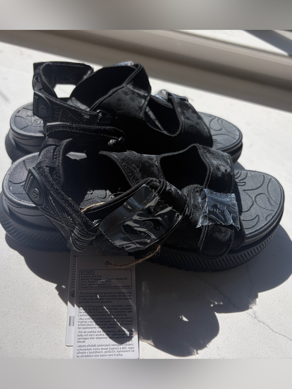 Women’s Black Platform Velcro Sandals